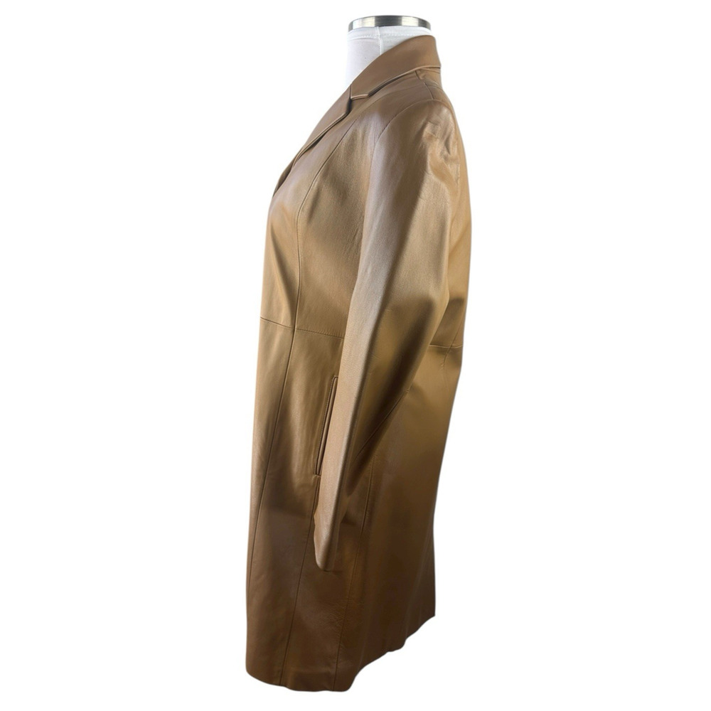 Valerie Stevens Genuine Lamb Leather Coat Camel Brown Size Large *Lining Damage* - Picture 7 of 16